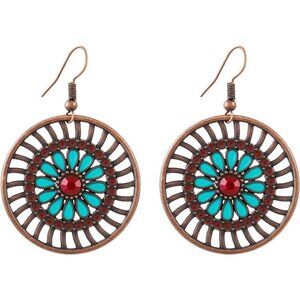 Bronze Flower Statement Vintage Cute Long Summer Earring for Women Jewelry
